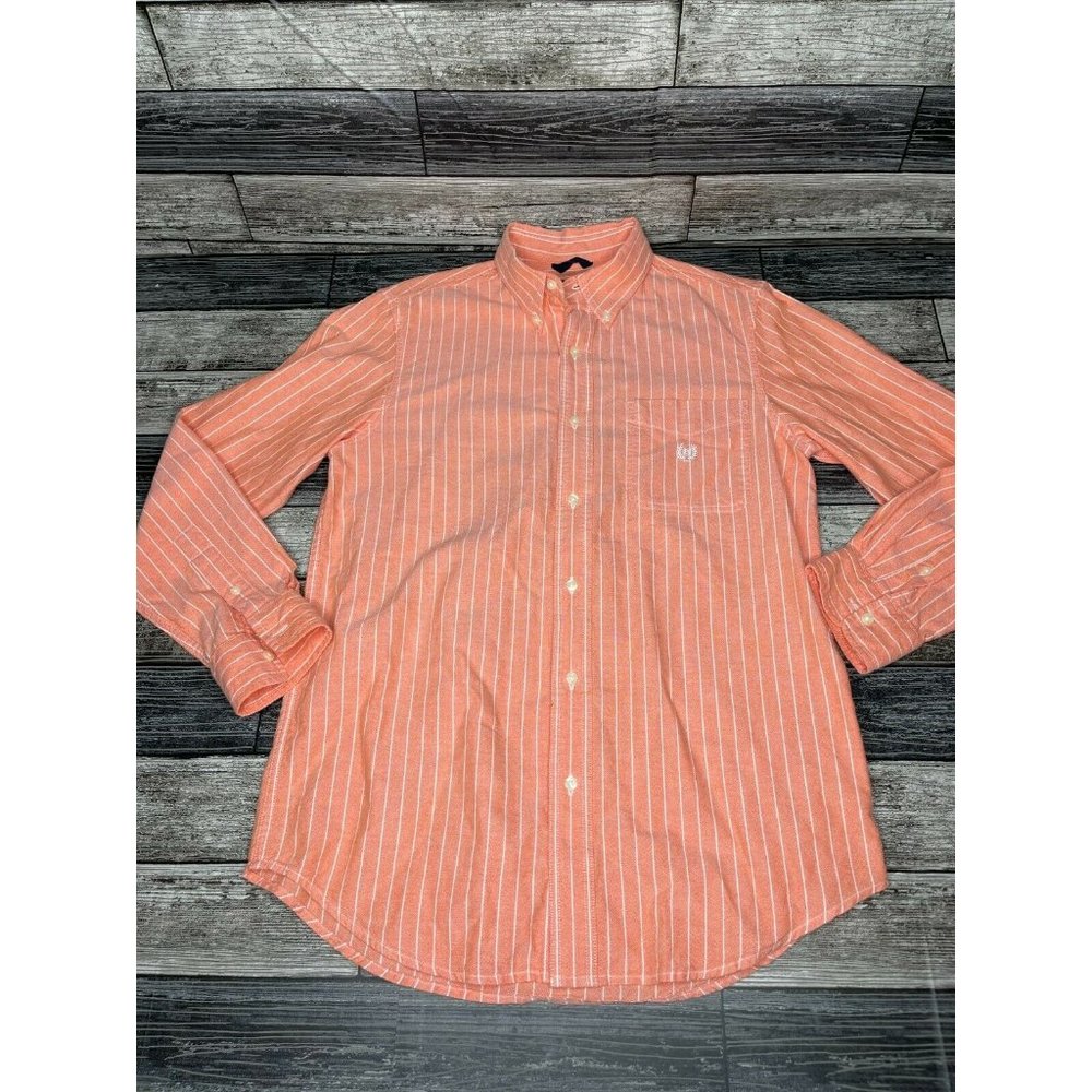 Chaps Orange Striped Long Sleeve Button Down Shirt